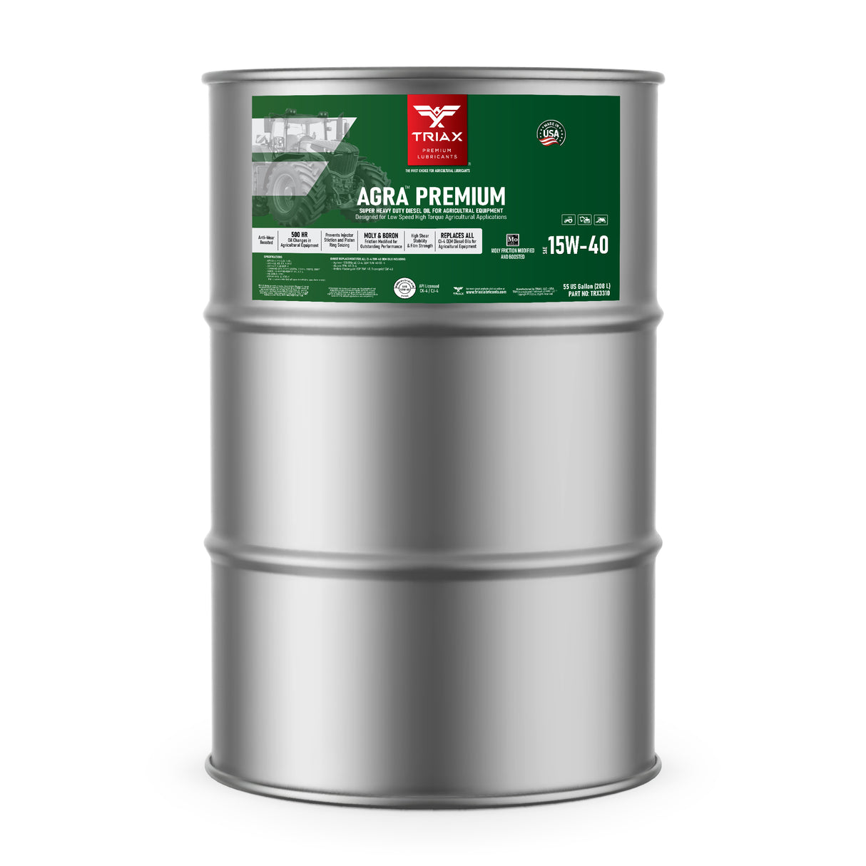 Ulei motor Triax Agra Premium 15w40 208 L  potrivit pentru Caterpillar / JCB / Case / Bobcat / Kubota / Manitou / Liebherr / Komatsu / Volvo / Hitachi / Terex / John Deere / New Holland